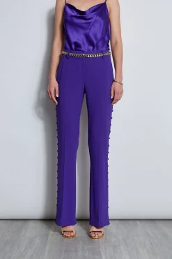 Elie Tahari Side Button Crepe Pant- Bottoms|Suiting