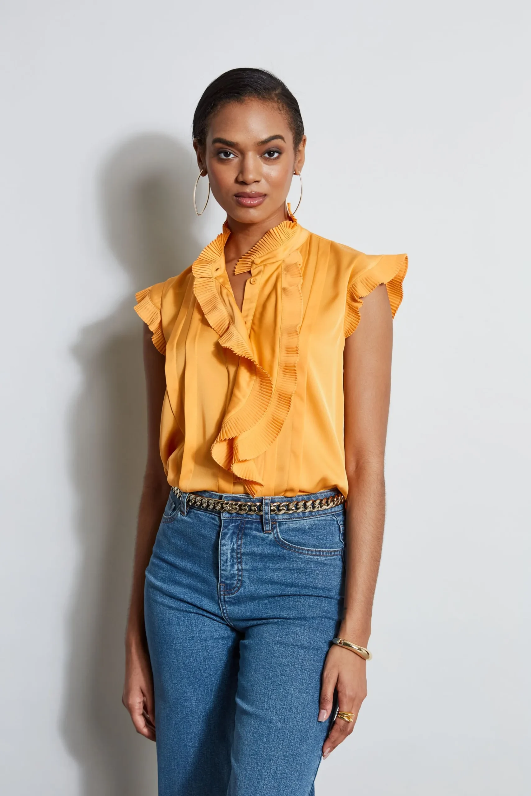 Elie Tahari Silk Cascade Ruffle Shirt- Tops & Sweaters