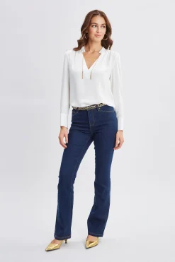 Elie Tahari Silk Chain Tassel Shirt- Tops & Sweaters