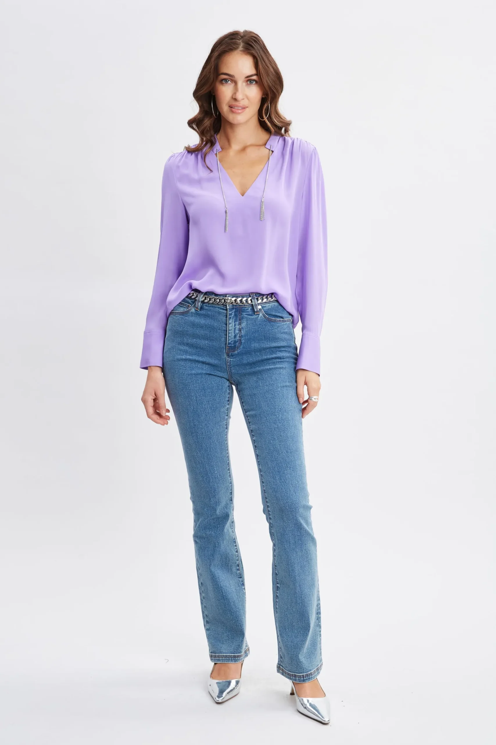 Elie Tahari Silk Chain Tassel Shirt- Tops & Sweaters
