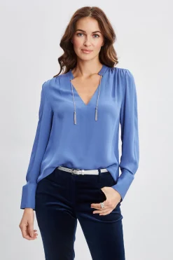 Elie Tahari Silk Chain Tassel Shirt- Tops & Sweaters