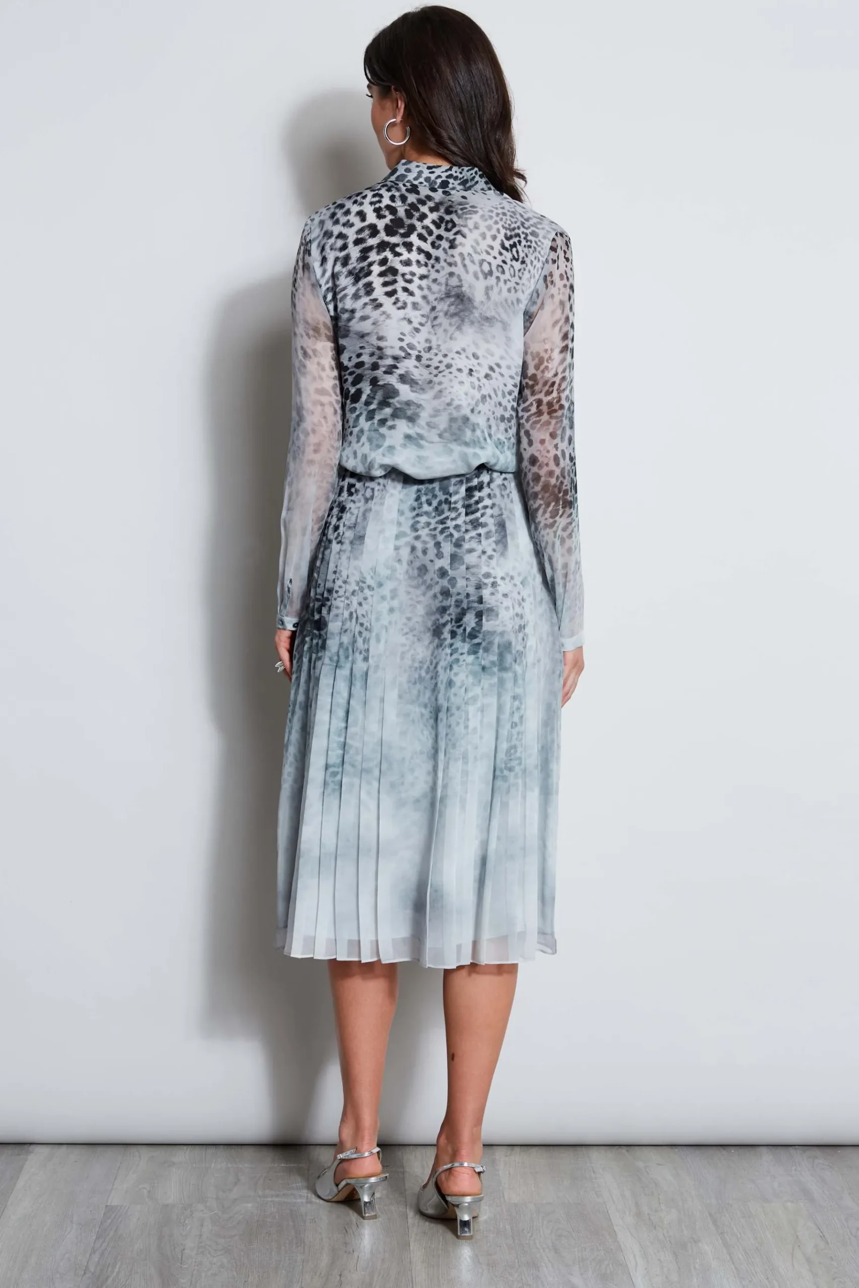 Elie Tahari Silk Chiffon Pleated Cheetah Skirt- Bottoms