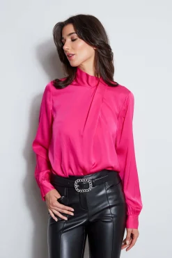 Elie Tahari Silk Draped Neck Shirt- Tops & Sweaters