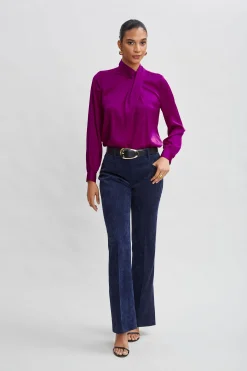 Elie Tahari Silk Draped Neck Shirt- Tops & Sweaters