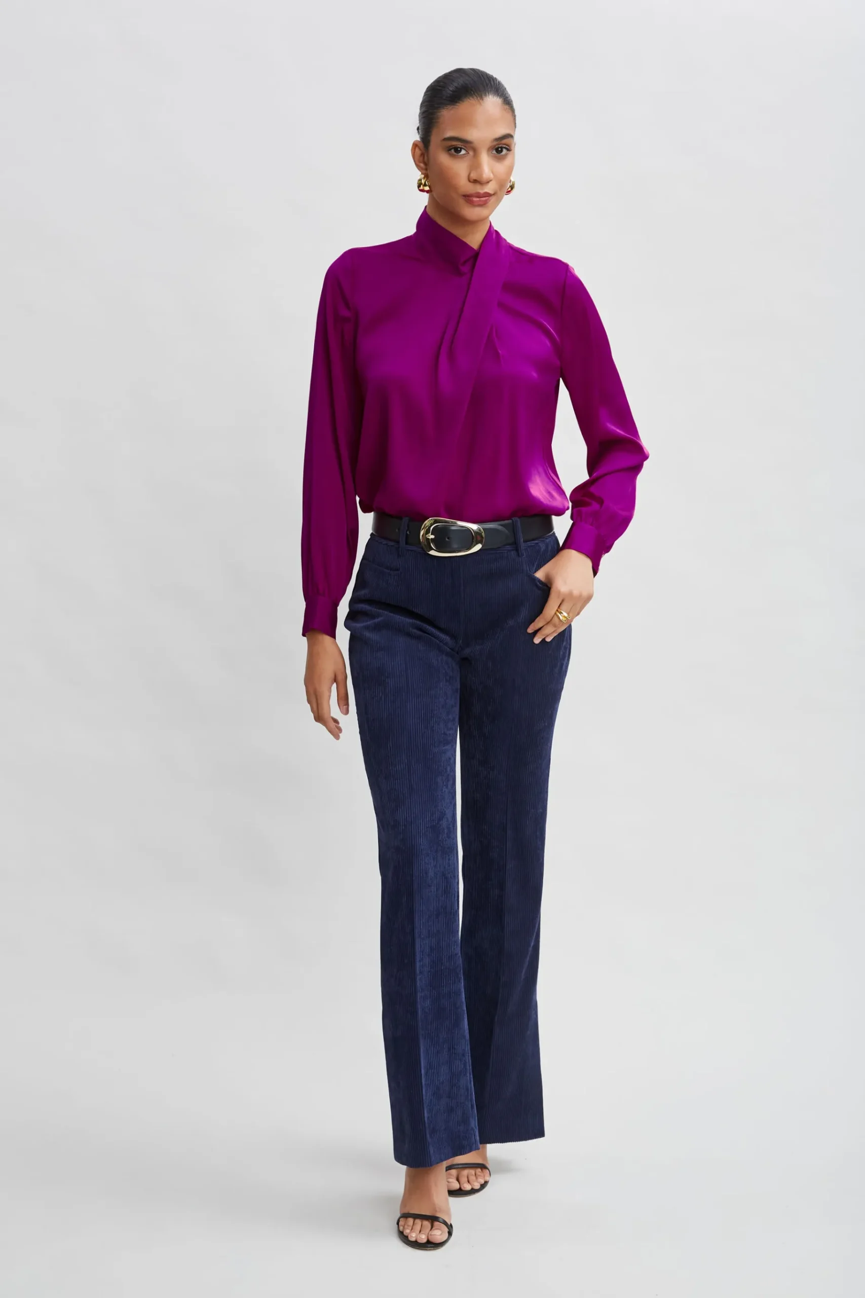 Elie Tahari Silk Draped Neck Shirt- Tops & Sweaters