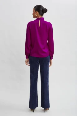 Elie Tahari Silk Draped Neck Shirt- Tops & Sweaters