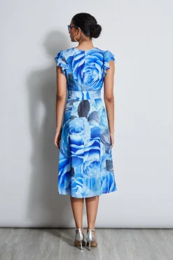 Elie Tahari Silk Fantasy Garden Midi Dress- Dresses & Jumpsuits|Short Sleeve Dresses