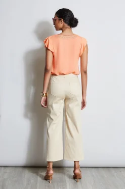 Elie Tahari Silk Flutter Sleeve Embroidered Shirt- Tops & Sweaters