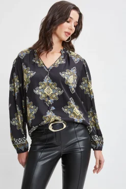 Elie Tahari Silk Geometric Shirt- Tops & Sweaters