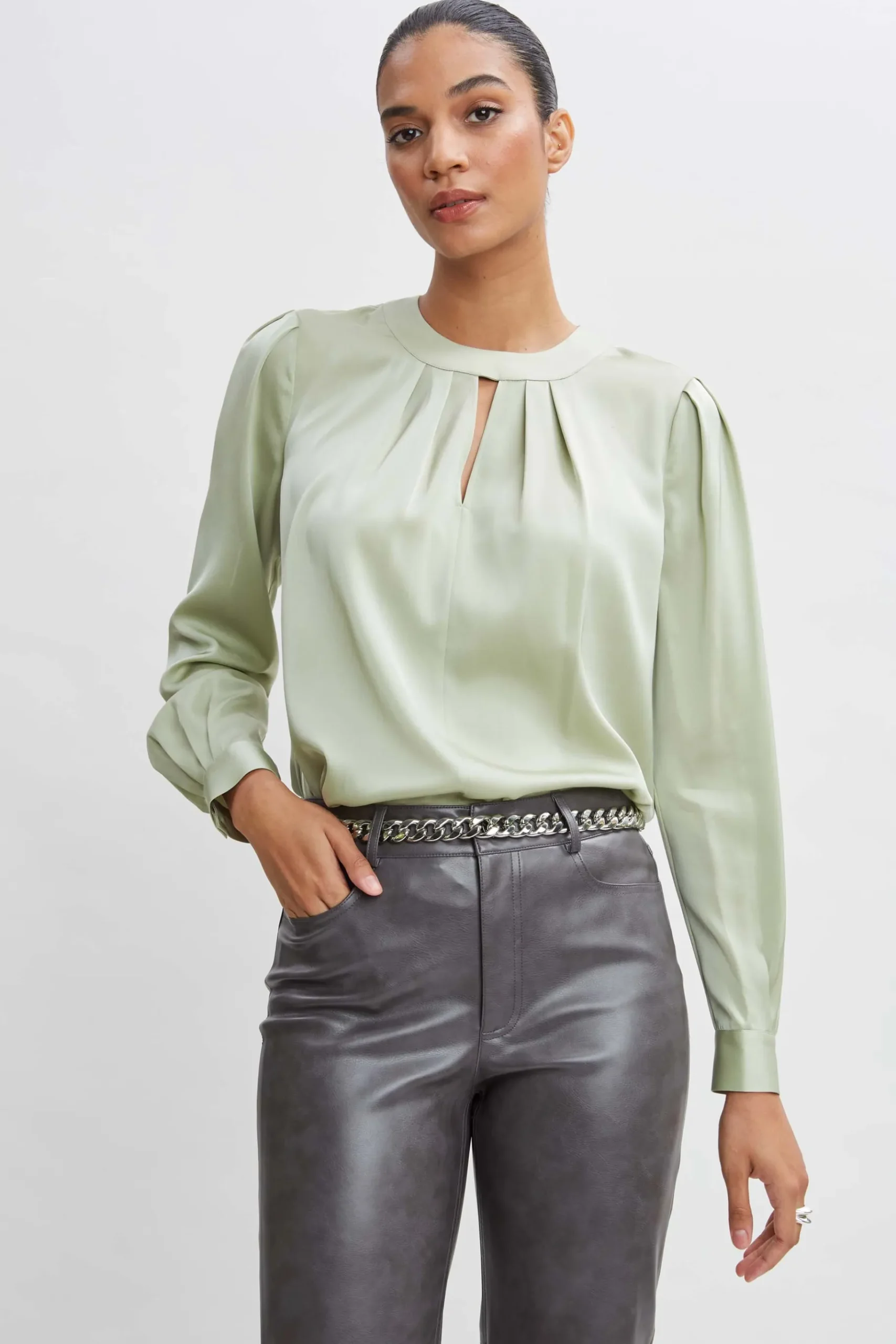 Elie Tahari Silk Keyhole Shirt- Tops & Sweaters
