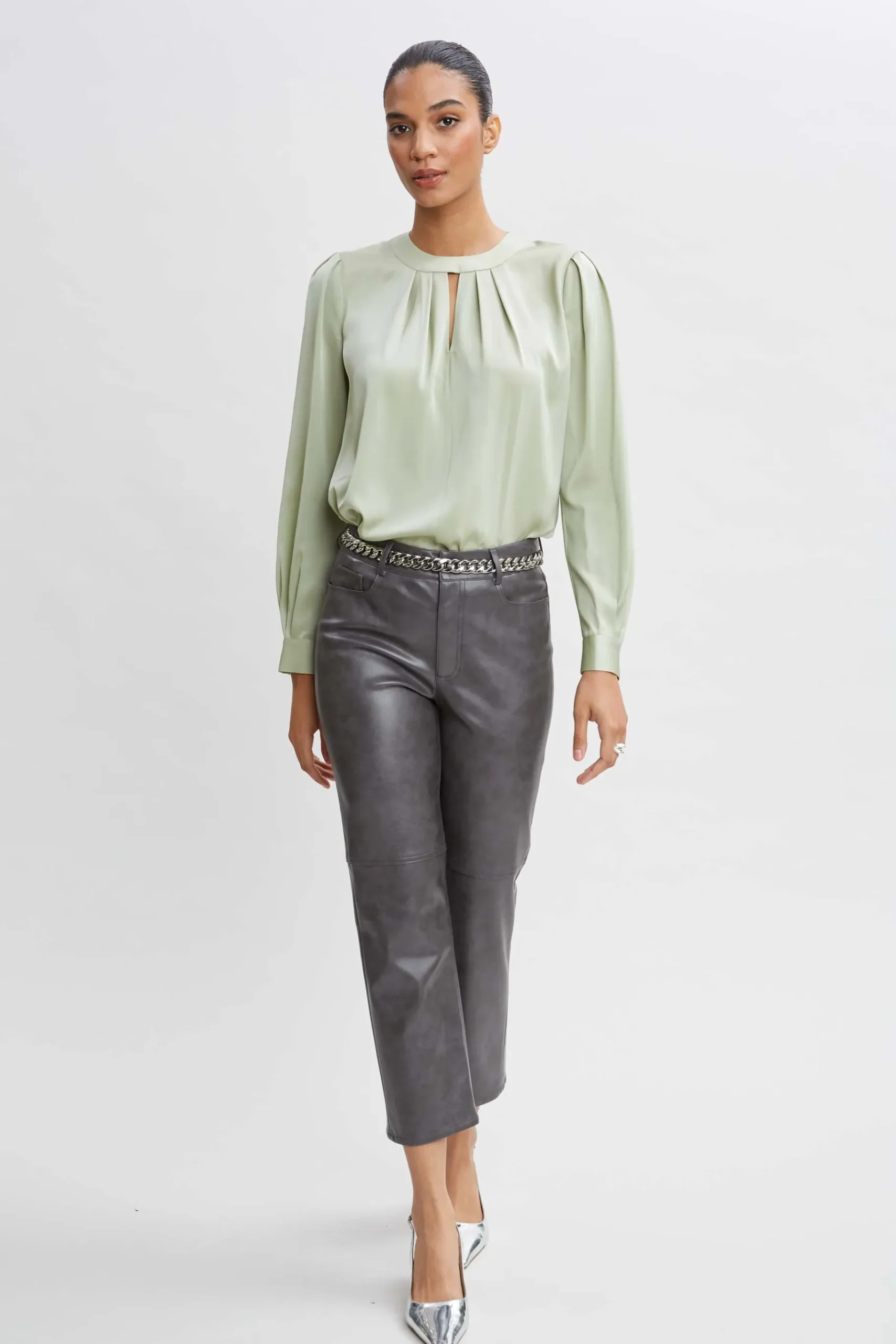 Elie Tahari Silk Keyhole Shirt- Tops & Sweaters