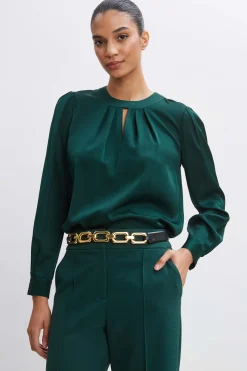 Elie Tahari Silk Keyhole Shirt- Tops & Sweaters