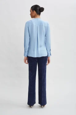 Elie Tahari Silk Long Sleeve Chain Shirt- Tops & Sweaters