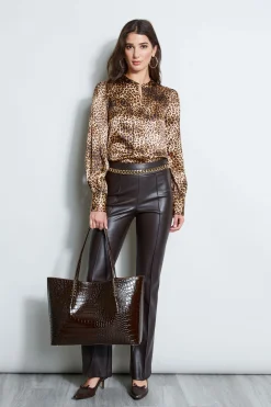 Elie Tahari Silk Ocelot Print Shirt- Tops & Sweaters