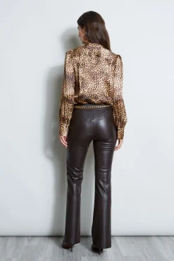 Elie Tahari Silk Ocelot Print Shirt- Tops & Sweaters