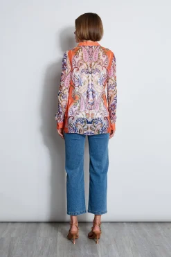 Elie Tahari Silk Paisley Button Down Shirt- Tops & Sweaters
