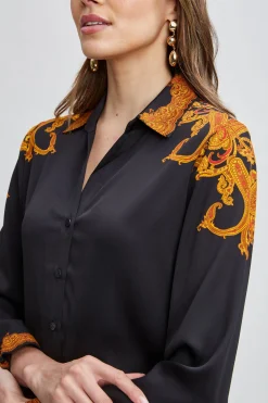 Elie Tahari Silk Paisley Button Down Shirt- Tops & Sweaters