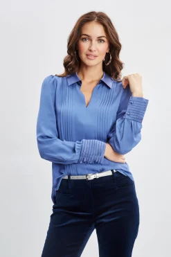 Elie Tahari Silk Pintuck Shirt- Tops & Sweaters