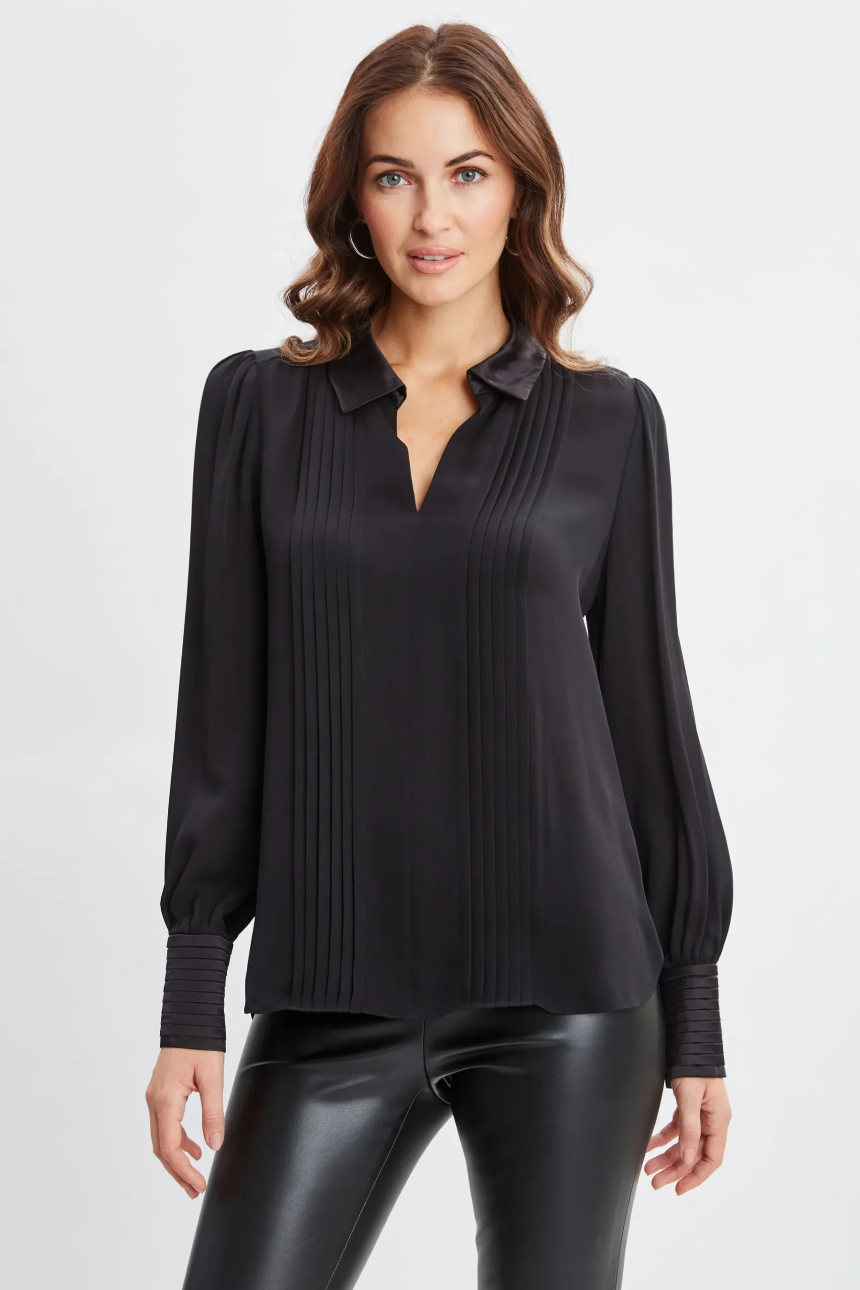 Elie Tahari Silk Pintuck Shirt- Tops & Sweaters