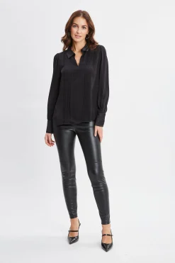 Elie Tahari Silk Pintuck Shirt- Tops & Sweaters