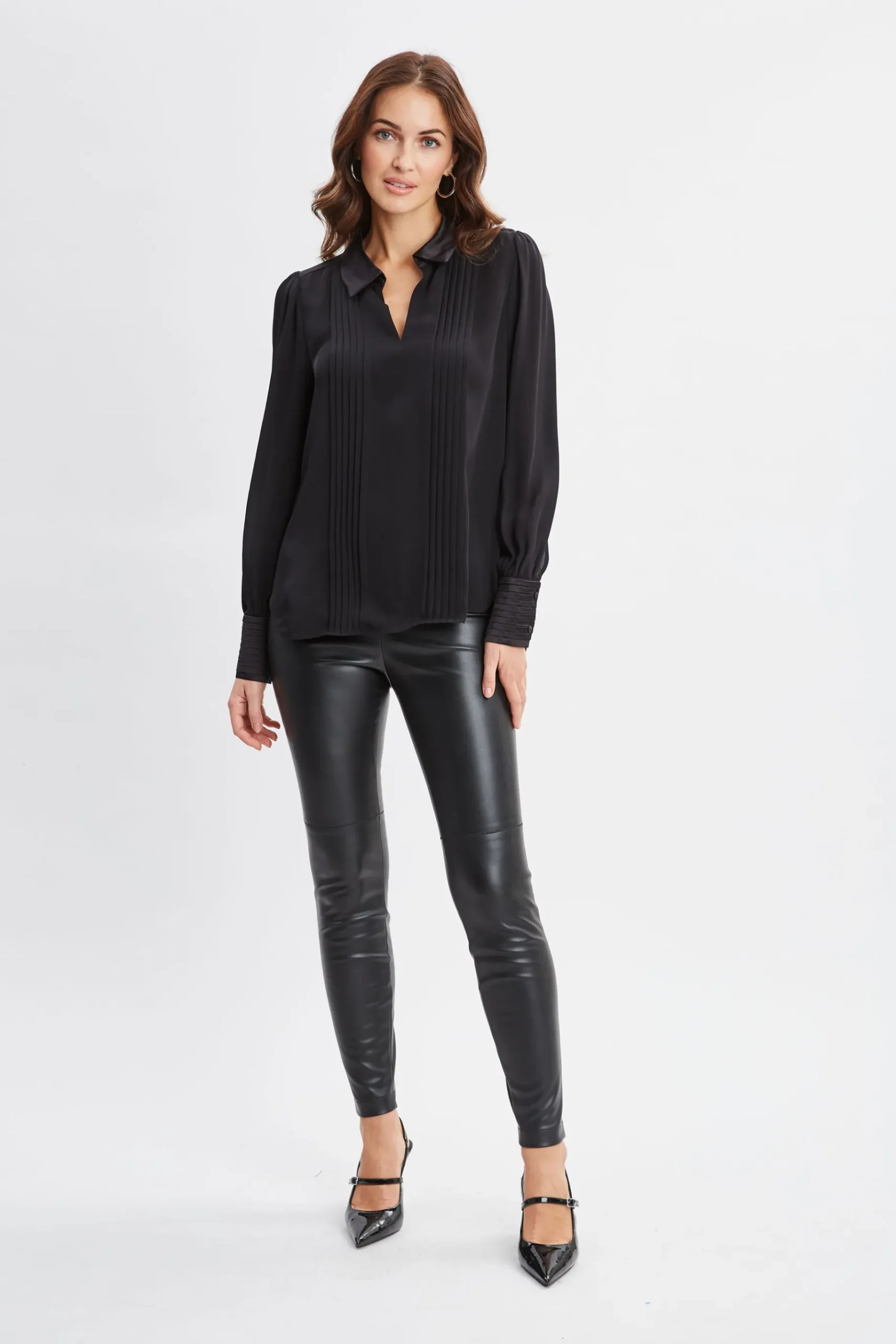 Elie Tahari Silk Pintuck Shirt- Tops & Sweaters