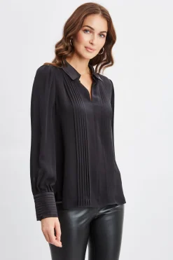Elie Tahari Silk Pintuck Shirt- Tops & Sweaters