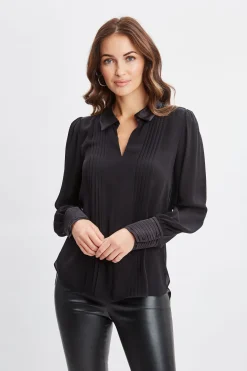 Elie Tahari Silk Pintuck Shirt- Tops & Sweaters