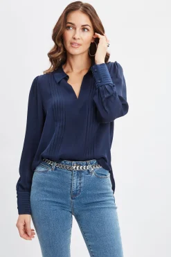 Elie Tahari Silk Pintuck Shirt- Tops & Sweaters
