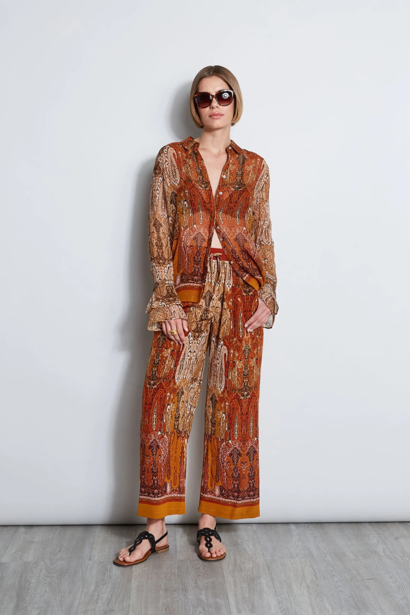 Elie Tahari Silk Raj Print Pant- Bottoms