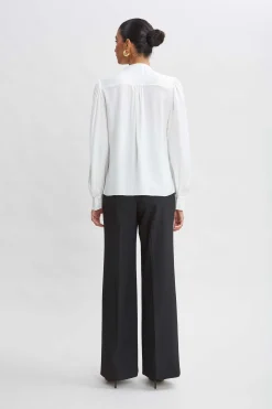 Elie Tahari Silk Ruffle Button Down Shirt- Tops & Sweaters|Suiting