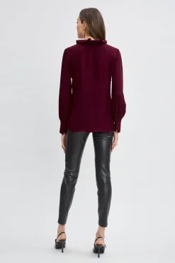 Elie Tahari Silk Ruffle Neck Shirt- Tops & Sweaters