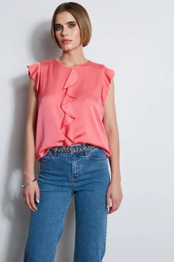 Elie Tahari Silk Ruffle Shirt- Tops & Sweaters