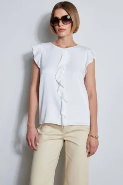 Elie Tahari Silk Ruffle Shirt- Tops & Sweaters