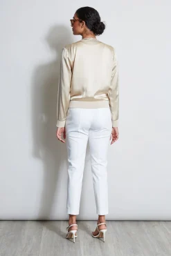 Elie Tahari Silk Satin Bomber Jacket- Jackets & Blazers