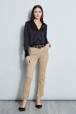 Elie Tahari Silk Satin Button Down Shirt- Tops & Sweaters
