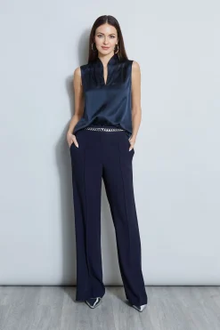 Elie Tahari Silk Satin Contour Shirt- Tops & Sweaters