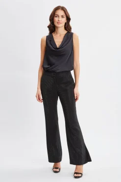 Elie Tahari Silk Satin Cowl Neck Top- Tops & Sweaters