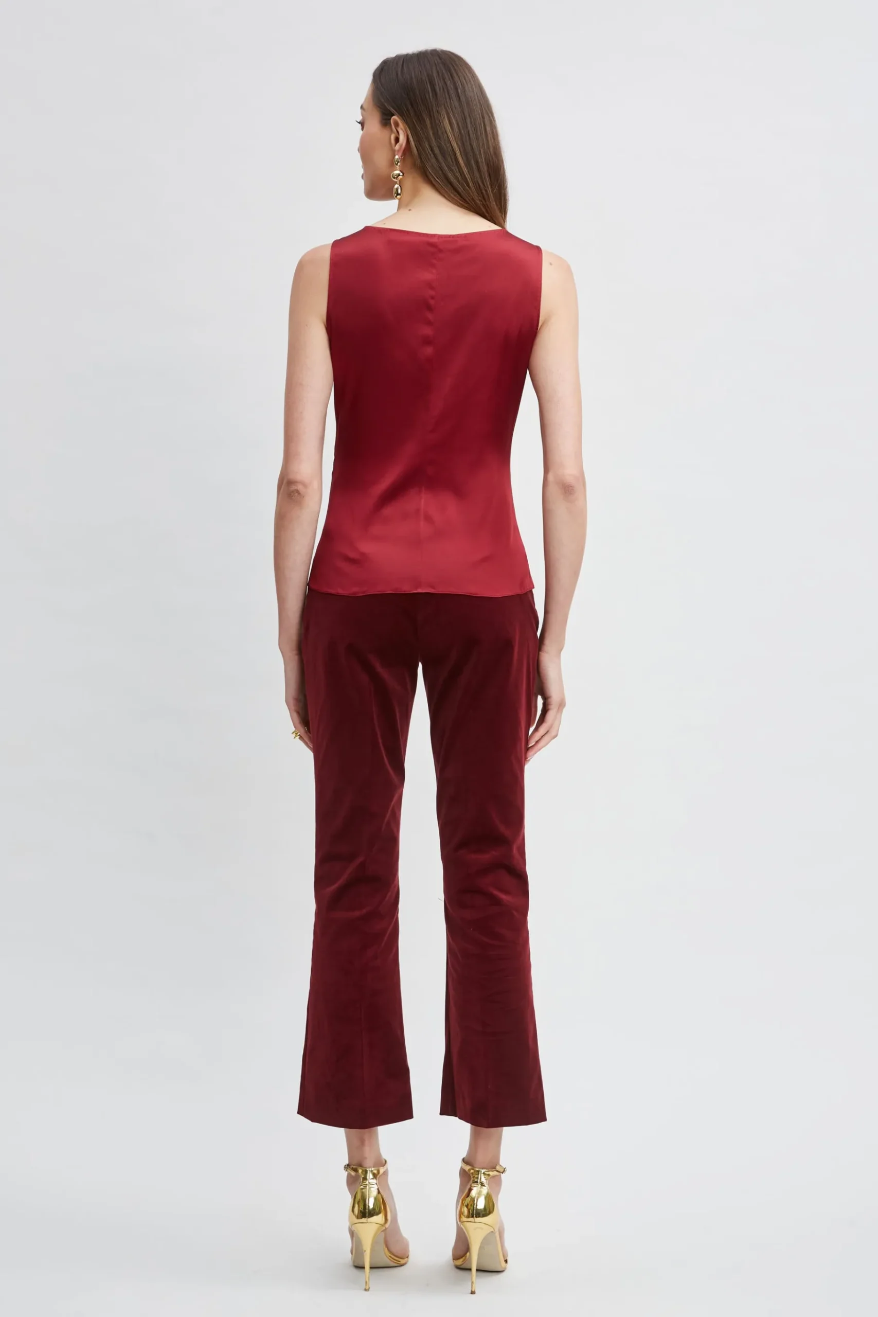 Elie Tahari Silk Satin Sleeveless Ruffle Top- Tops & Sweaters