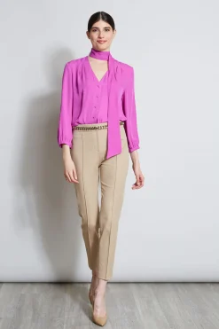 Elie Tahari Silk Tie Button Shirt- Tops & Sweaters