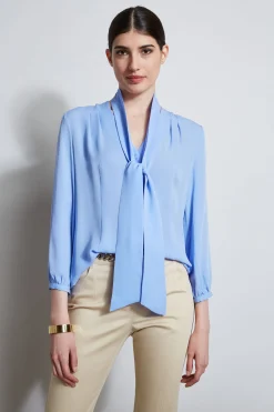 Elie Tahari Silk Tie Button Shirt- Tops & Sweaters