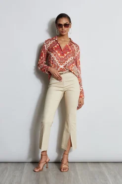 Elie Tahari Silk Tile Print Button Down Shirt- Tops & Sweaters