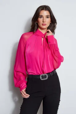 Elie Tahari Silk Twist Keyhole Shirt- Tops & Sweaters