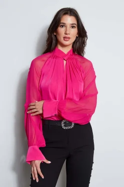 Elie Tahari Silk Twist Keyhole Shirt- Tops & Sweaters