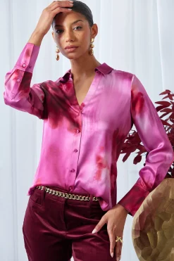 Elie Tahari Silk Venetian Glass Shirt- Tops & Sweaters