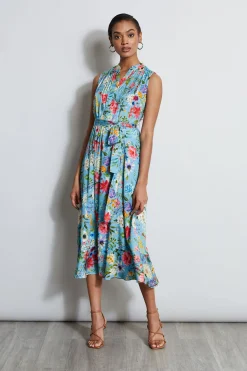 Elie Tahari Silk Wild Meadow Shirt Dress- Dresses & Jumpsuits|Sleeveless Dresses