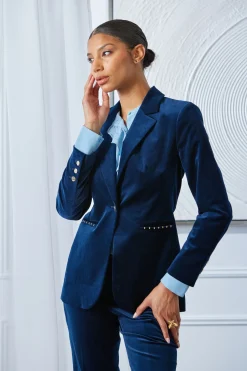 Elie Tahari Single Button Velvet Blazer- Jackets & Blazers|Suiting