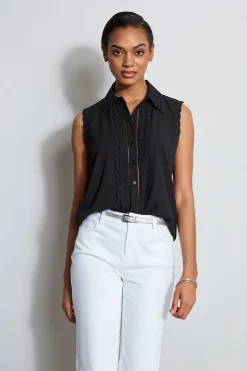 Elie Tahari Sleeveless Button-Down Shirt- Tops & Sweaters