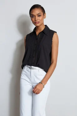 Elie Tahari Sleeveless Button-Down Shirt- Tops & Sweaters