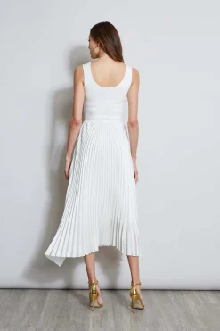 Elie Tahari Sleeveless Contour Pleated Midi Dress- Dresses & Jumpsuits|Sleeveless Dresses