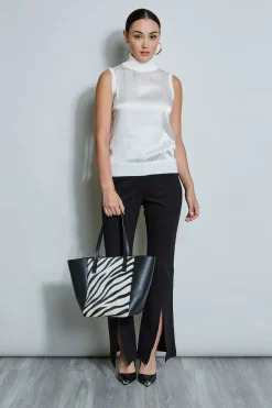 Elie Tahari Sleeveless Satin Front Sweater- Tops & Sweaters